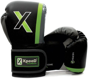 Xpeed Kick Boxing Gloves (Free Size, Black, Green)