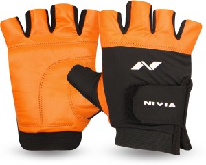 Nivia Leather Gym & Fitness Gloves (L, Orange)