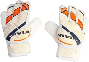 Nivia Simbolo Small GG-944 Goalkeeping Gloves (S, White, Orange)