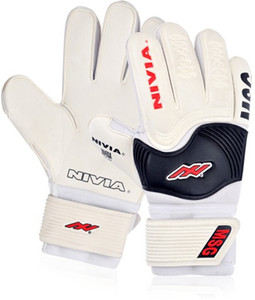 Nivia Mega Soft Grip Large GG-884 Goalkeeping Gloves (L, White, Black)
