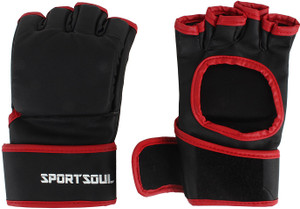 SportSoul MMA Open Palm Gym & Fitness Gloves (L, Black, Red)