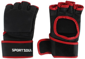 SportSoul MMA Open Palm Gym & Fitness Gloves (M, Black, Red)