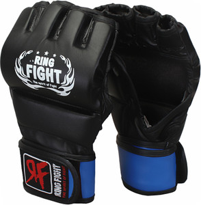 Ring Fight MMA UFC Grappling Gloves Boxing Gloves (M, Black, Blue)