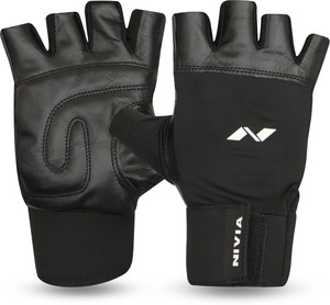 Nivia Leather with Wrist Band Gym & Fitness Gloves (L, Multicolor)
