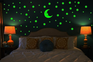 Wow Interiors 80 cm Glow In The Dark 69 Stars And 1 Moon Non