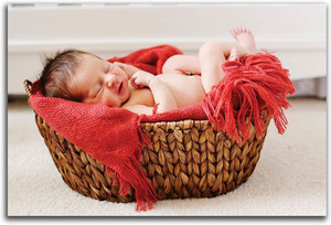 Baby wooden store basket