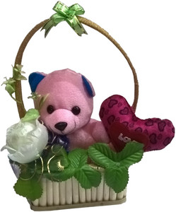 Atorakushon Bouquet Herat Soft Teddy Bear Love Valentine Couple Birthday Gift - 18 cm