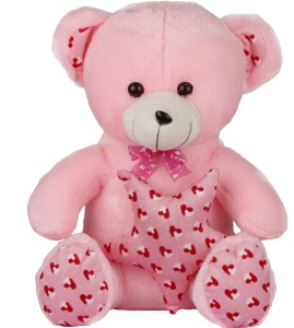 Lata Valentine Pink Teddy With Star  - 35 cm