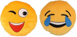 Deals India Deals India Soft WINK and Laughing Tears Smiley Cushion - 35 cm(Smiley4&H)(Set of 2)  - 35 cm