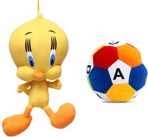 MGPLifestyle Combo of Yellow Soft Plush Tweety & Soft Toy Ball - 10 cm