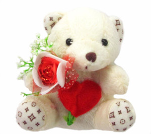 Tickles Lovely Teddy With Rose - 9 cm