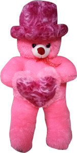 S S Mart Pink Teddy Bear with Cap Soft Toys 2 feet - 60 cm