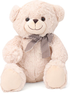 Starwalk Bear Plush Cream Colour with Side Checkered Bow - 30 cm