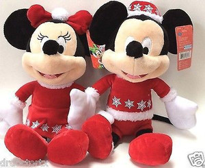 Disney Mickey And Minnie Mouse In Christmas Dress - 8 inch