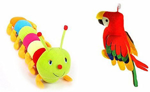 MGPLifestyle Musical Parrot (30 Cm) And Colourful Caterpillar (55 Cm)Combo - 9 cm
