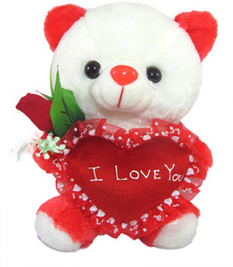 Tickles Cute Teddy With I Love You Heart And Beautiful Rose - 25 cm