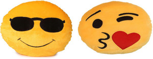 Fabelhaft Cool Dude & Heart kiss Smiley cushion (Pack of 2)- 35 Cm - 4 cm