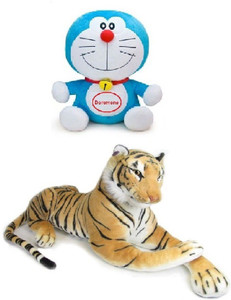 VRV Multicolour Doraemon and Tiger Stuff Toy - 15 cm
