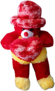 S S Mart 3 Feet Red and Yellow Teddy Bear with Cap - 90 cm