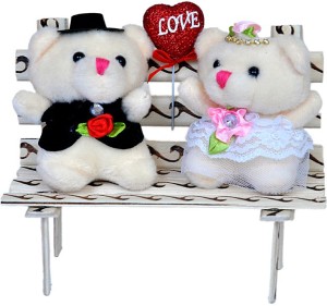 Pingaksh Crafty Collection Sweet lovely Wedding Teddy Couple on Bench  - 6.5 inch
