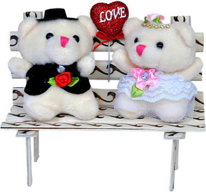 Pingaksh Crafty Collection Sweet lovely Wedding Teddy Couple on Bench - 6.5 inch