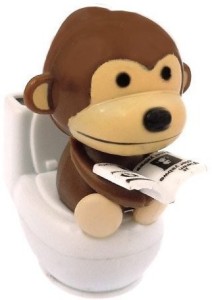 Mandarin Solar Power Motion Monkey On Toilet Brown