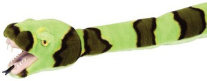 Wild Republic Green Rock Rattle Snake Plush With Vinyl Mouth And Teeth