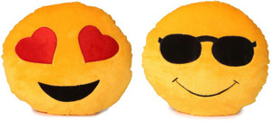 Fabelhaft Cool Dude & Heart Eyes Smiley Cushion (Pack of 2)-35 Cm - 4 cm