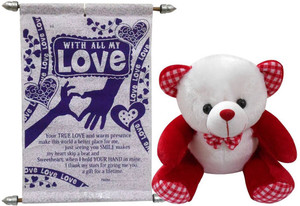 Advance Hotline Valentine Gift For Girls Or Wife - Soft Teddy & Love Scroll Card - 26 cm