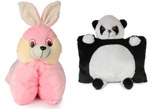 Deals India Deals India Folding Bunny Pillow(40 cm) and Panda Pillow( 40 cm) set of 2 - 40 cm