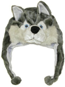 DDHQ Cute Animal Hat Plush Husky Timber Wolf Animal Winter Hat