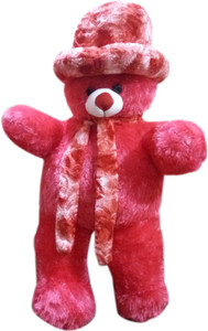SS Mart Red Teddy Bear with Cap 3 Feet - 90 cm