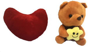 aparnas small teddy with heart combo for kids - 19 cm