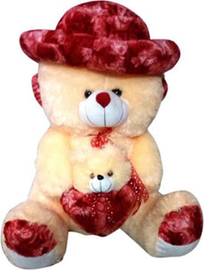 S S Mart Creame large Mother Teddy Bear with Cap Soft Toy 3 Feet - 90 cm