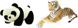 Deals India Panda Soft Toy (26 cm) and Brown stuffed tiger animal (32 cm) combo  - 32 cm