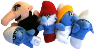 Kuhu Creations Smurf Triazolam Plush Doll Toys Hand Puppets Animals Learning Aid Finger -5 pcs  - 8 cm