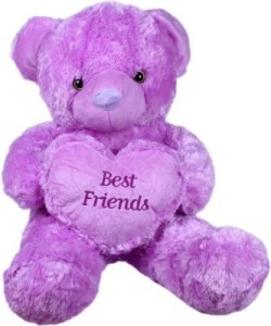 Cuddles Collections Heart teddy Purple  - 55 cm