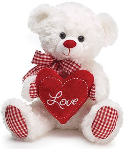 Burton & Burton Valentine Bear White Plush Gingham