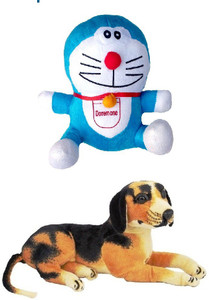 VRV Multicolour Doraemon and Dog Stuff Toy - 15 cm