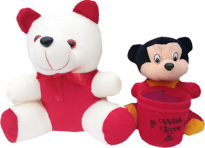 Aparshi pack of teddy bear with mickey pen holder - 24 cm