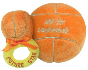 Stephan Baby Sports Fun Ultra Soft Plush My First Basketball and Plush Rattle Ring Set - 15 inch