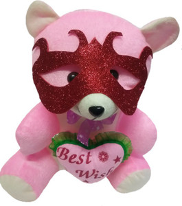 Aparshi Pinky best wishes teddybear with designer mask stuffed soft toy - 35 cm