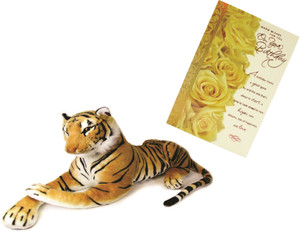Skylofts Strong and Big Tiger Soft Toy (40cm without tail) with a nice birthday card - 40 cm