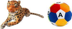MGPLifestyle Combo of Leopard Soft Toy & ABCD Ball - 10 cm