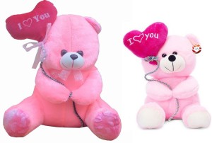 MGPLifestyle - Combo of I Love You Pink Ballon Heart Teddy (36 CM) & I Love You Pink Ballon Heart Teddy (20 CM)  - 18 cm