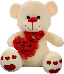 DealBindaas Mr. Fluffy Bear Cream Valentine Soft Toy - 36 cm
