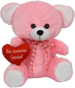 FunnyLand Teddy Bear Pink With Heart 30cm Caption For Someone Special - 30 cm