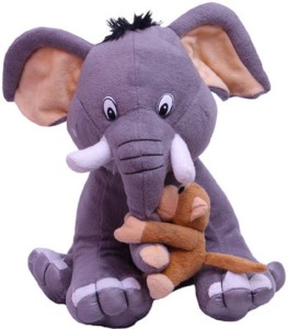 Cuddles Elephant With Baby Monkey  - 12 inch