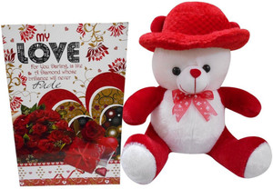 Advance Hotline Valentine Gift For Girls Or Wife - Soft Teddy & Love Greeting Card - 36 cm