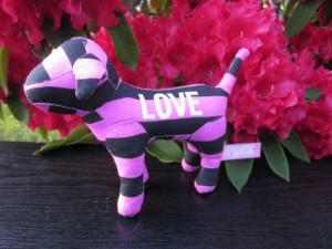 Victoria's Secret Love Pink Collectible Hot Pink Striped Plush Animal Puppy